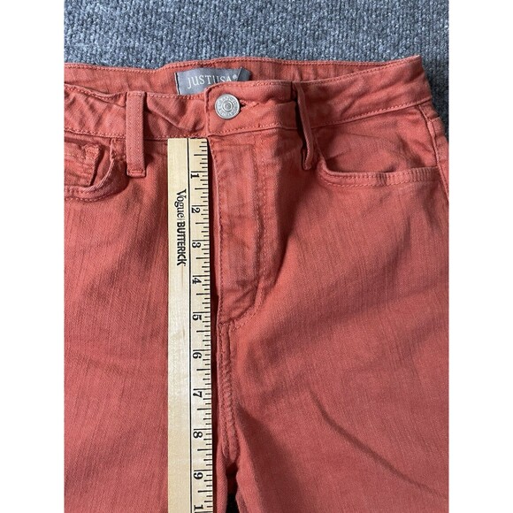 Just Black Jeans Womens Size 27 Orange Mid Rise Straight Leg Stretch Raw Hem USA - Picture 7 of 8